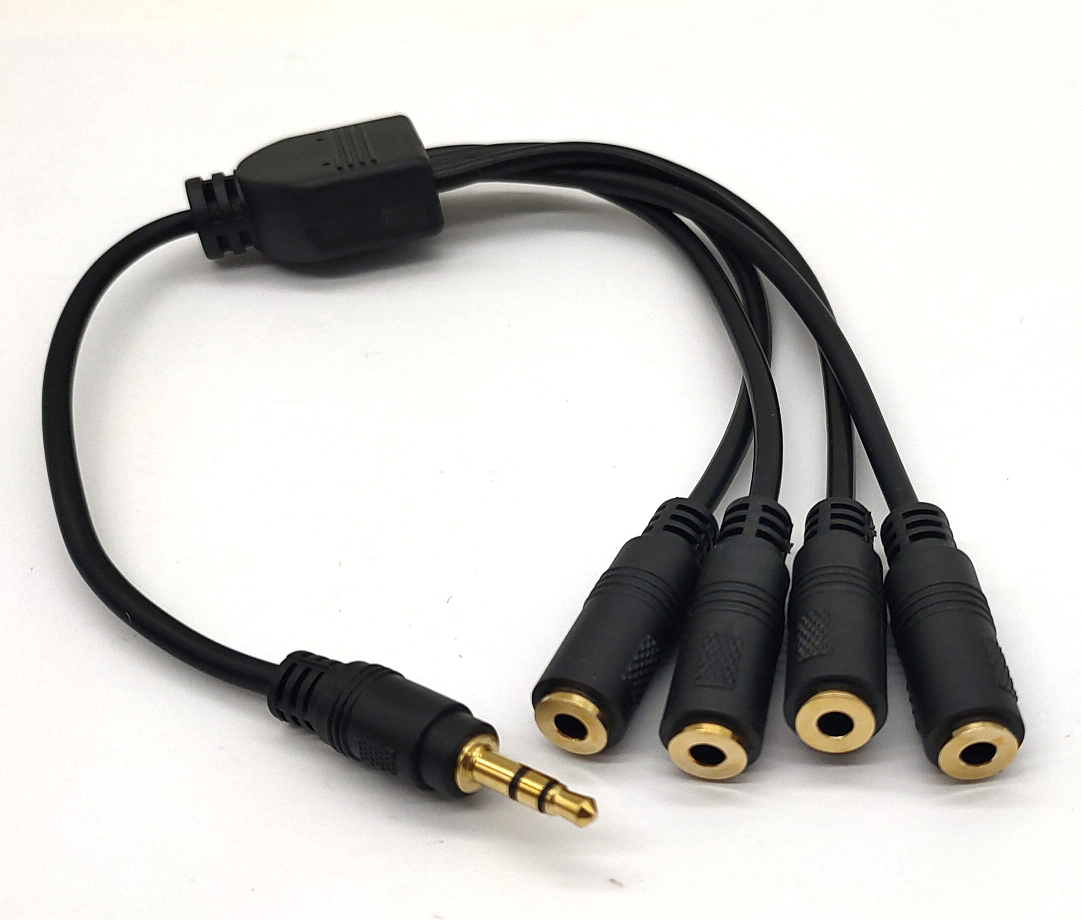 3.5mm TRRS 4-Pole Male To 3/4/5 Way Female Splitter Cable – 1ft, Black, Universal