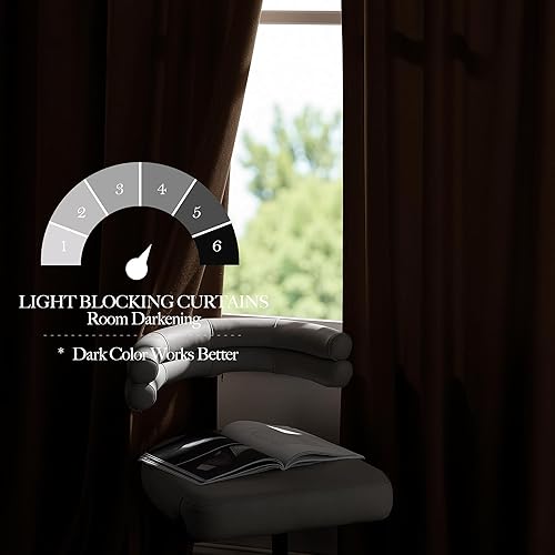 Miniatura 4 de NICETOWN Cortinas de terciopelo marrón, con aislamiento térmico que reducen el sonido, cortinas resistentes al calor y al frío mate para decoración
