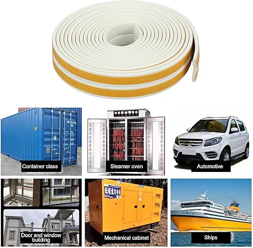 Miniatura 3 de ViaGasaFamido Tira de sellado de espuma insonorizada para puerta, 6 unidades, autoadhesiva, para ventanas, puertas y casas (blanco)