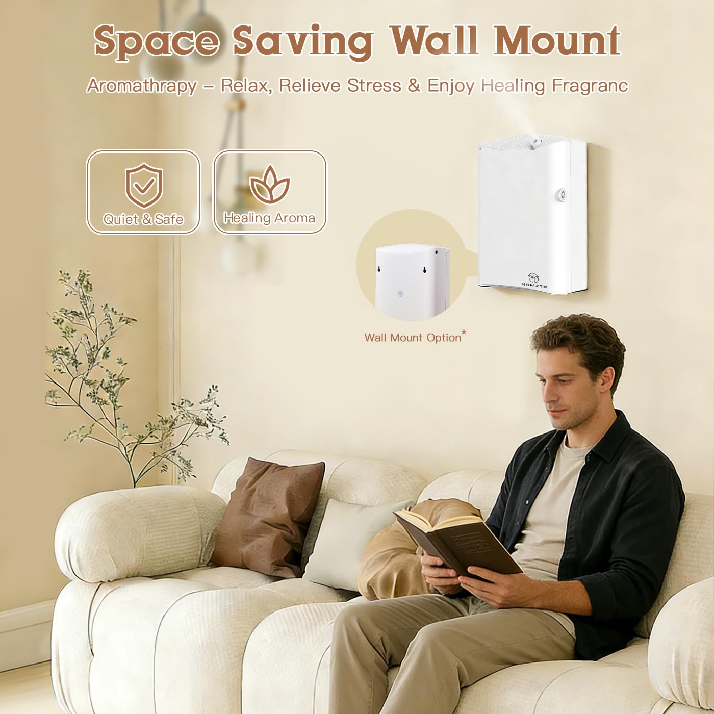 Namste Máquina de aroma de aceite esencial, difusor inteligente sin agua, 3500 pies cuadrados. Nebulizador de aire frío para habitación grande, hotel, oficina, control inteligente por Bluetooth, aroma