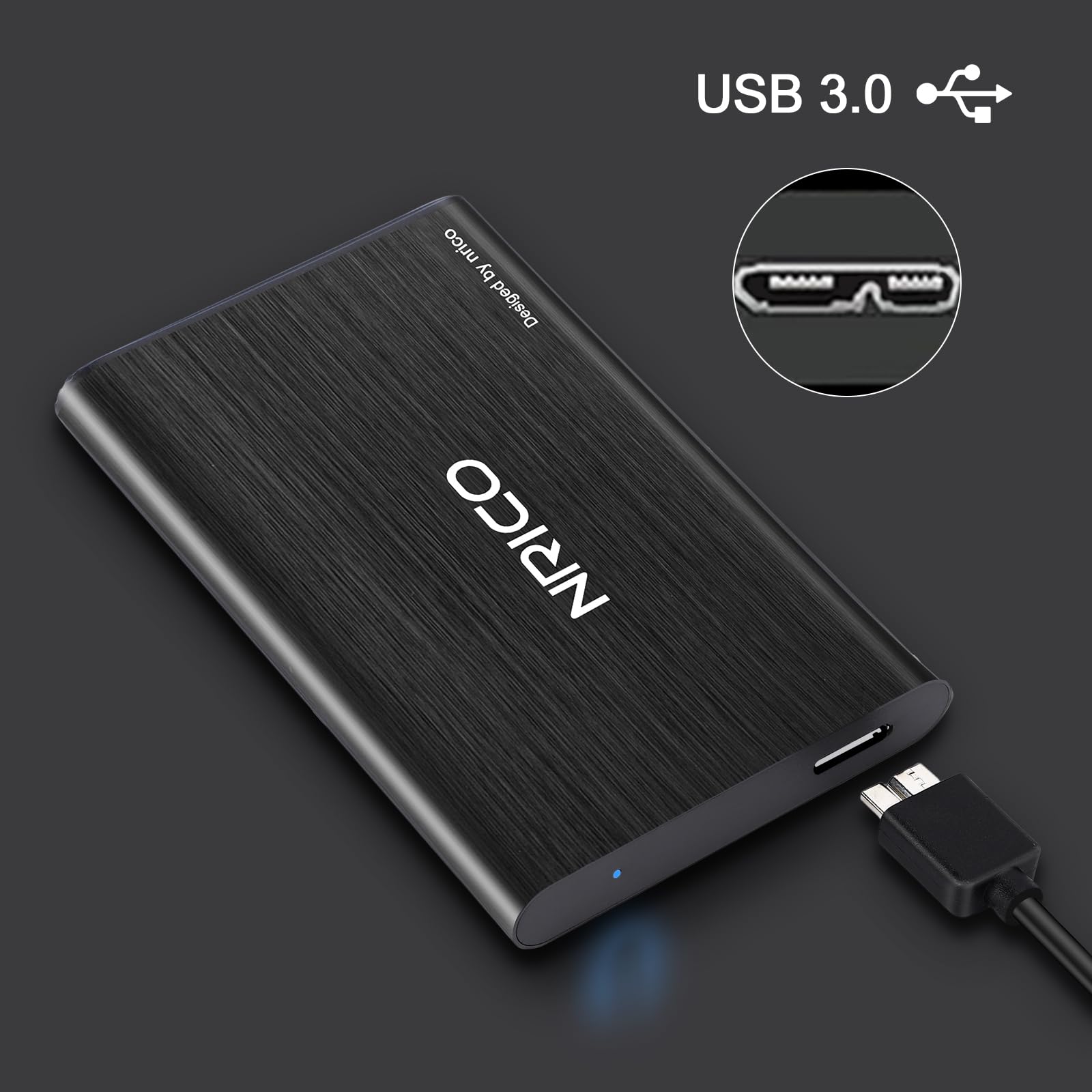 NRICO 500GB Portable External Hard Drive USB 3.0 HDD 2.5inch Storage Compatible for PC, Mac, Desktop,PS4 (500GB, Grey) External Hard Drive NRICO 500GB Portable Hard Drive - USB 3.0