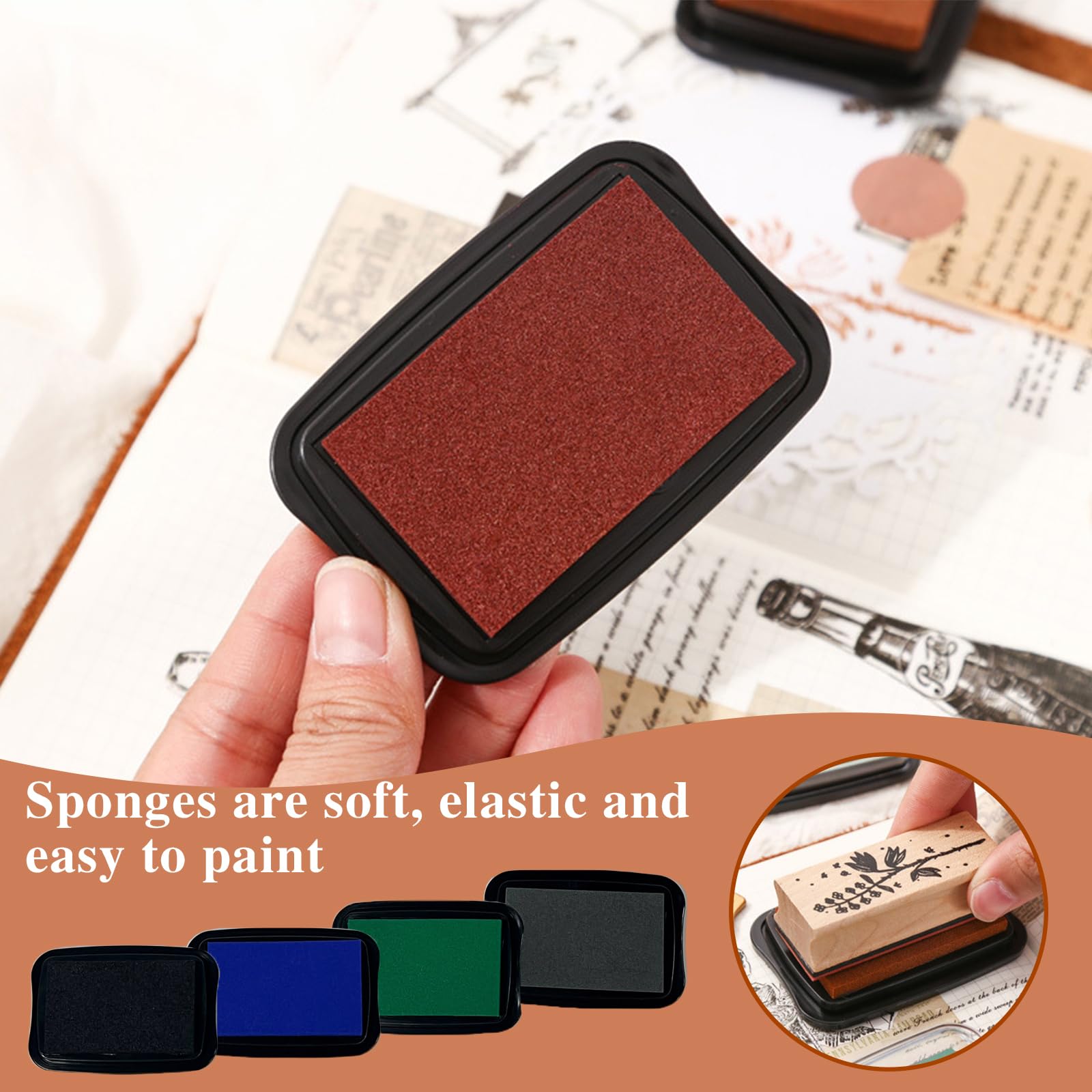 Tampons Encreurs Lavables 8 Couleurs - Avec étui En Métal - 10,2x5,6x1,8 Cm - Pour Papier, Bois, Tissu, Empreintes Digitales - Activités DIY - 8