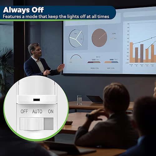 Vista 5 de TOPGREENER TSOS5-W - Interruptor de luz con sensor de movimiento PIR para pared, interruptor con sensor de ocupación, control manual de Blanco