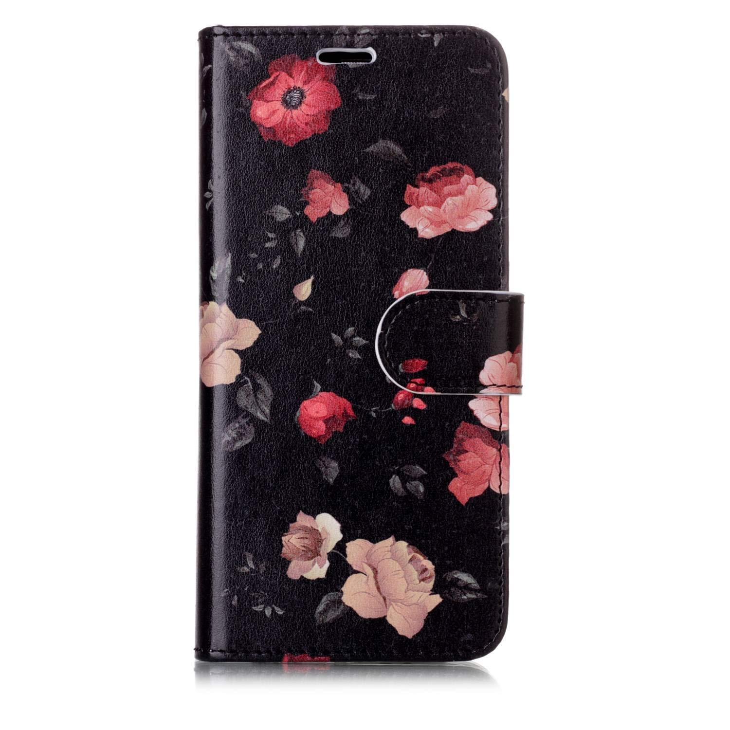 FLYEE Case Compatible with iPhone 11 (6.1 inch,2019 Release),Wallet Case for Women and Girls with Card Holder,Detachable 2 in 1 case Fit Car Phone Mount Magnet Premium Leather Card Slots-Flower