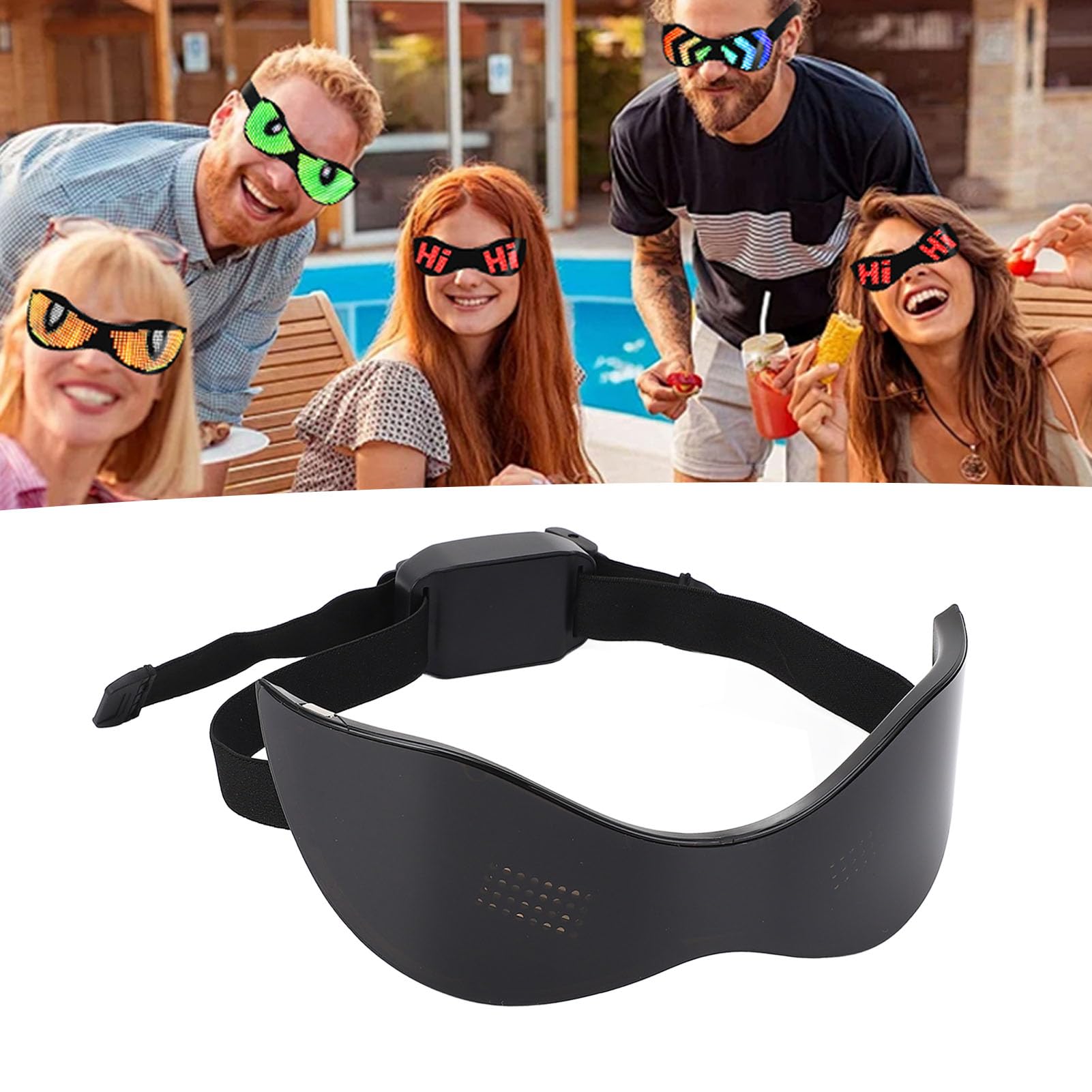 Occhiali LED Bluetooth Personalizzabili, Occhiali Luminosi, da Festa con Controllo APP, Ideali per Adulti, Feste, Festival, Natale e Compleanno