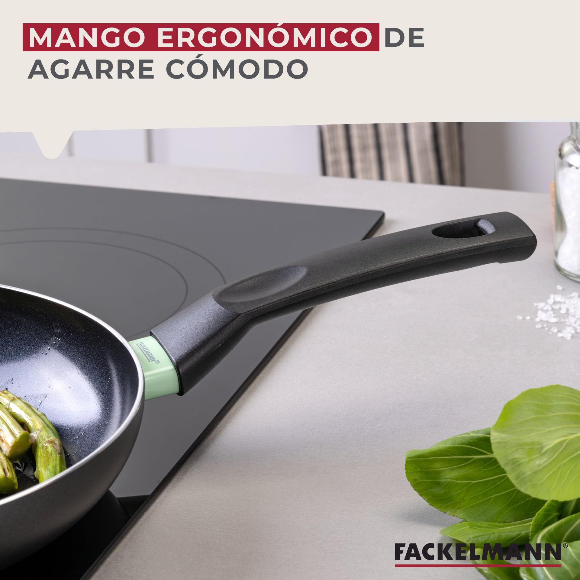 Fackelmann Brandao Set de 3 sartenes antiadherentes, 20/24/28 cm, Aluminio Reciclado, Revestimiento Antiadherente Cerámico Resistente hasta 400ºC, Libres de PFA, Aptas para Inducción