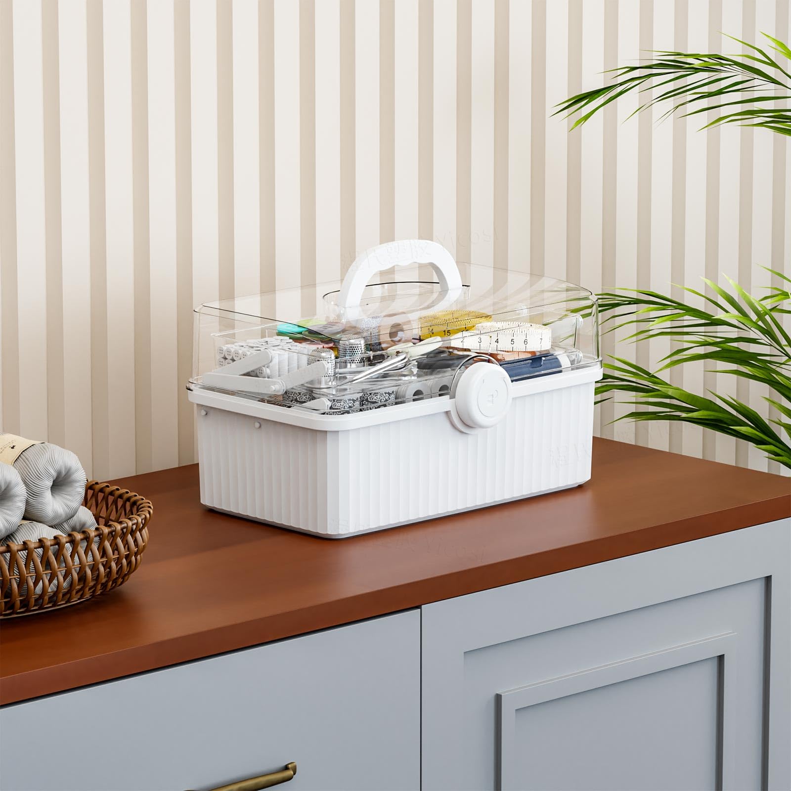 SuoXing Scatola in plastica a 3 strati e scatola per forniture artistiche con maniglia, organizer portatile per farmaci Ivf, scatola di pronto soccorso e medicine, organizer multiuso per capelli per