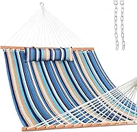 Vista 7 de Lazy Daze Hammocks - Hamaca doble de tela acolchada de 12 pies con barras de suspensión y almohada desmontable, capacidad de carga de 450 libras