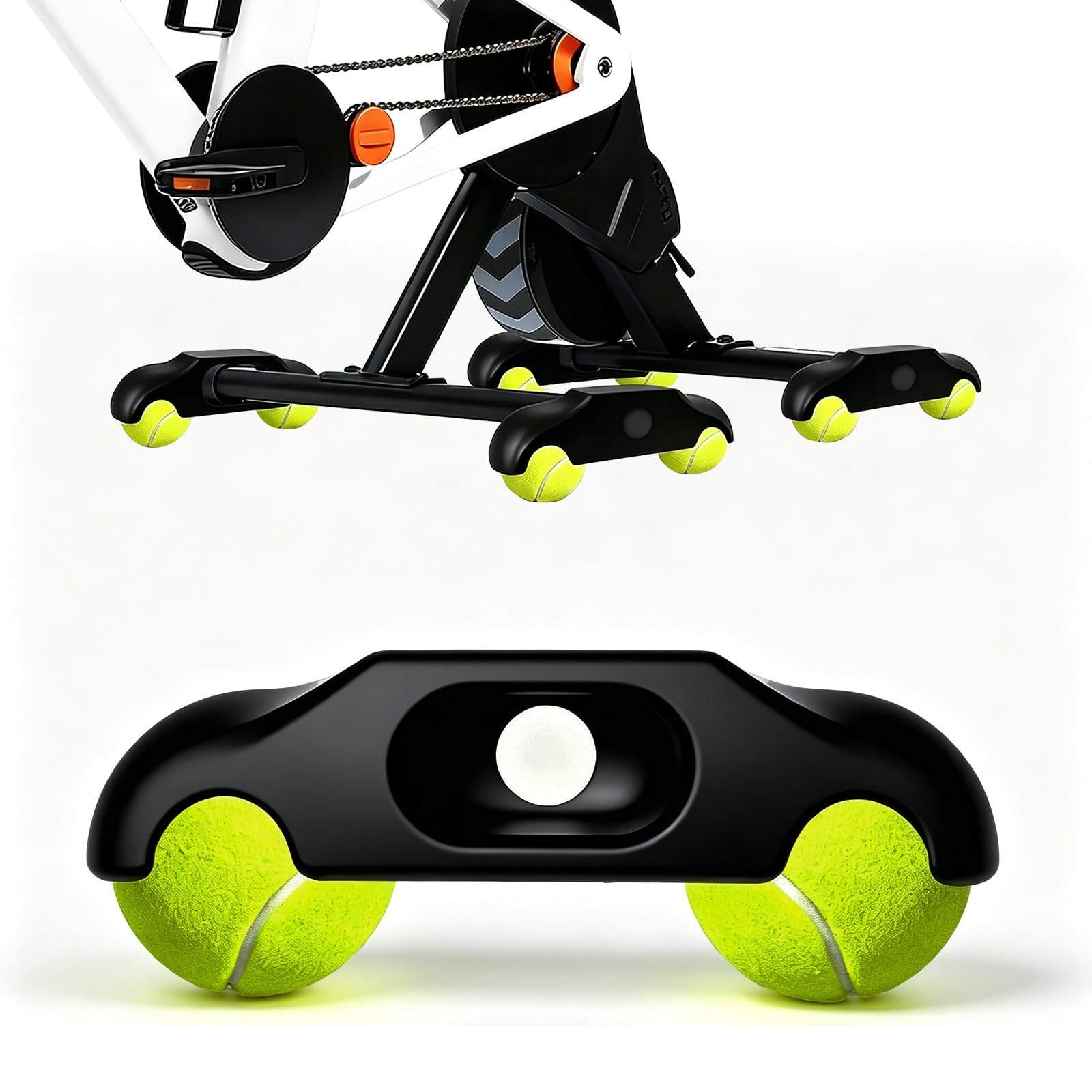 4 Stück Rocker Plate Feet für Wahoo Kickr Core 2 Rollentrainer mit 8 Tennisbällen, Tragbarer Wippplatten-Fahrradtrainer, Indoor Cycling Snap Rocker Feet Adapter fur Indoor-Cycling, Stille-Übung, Mehr