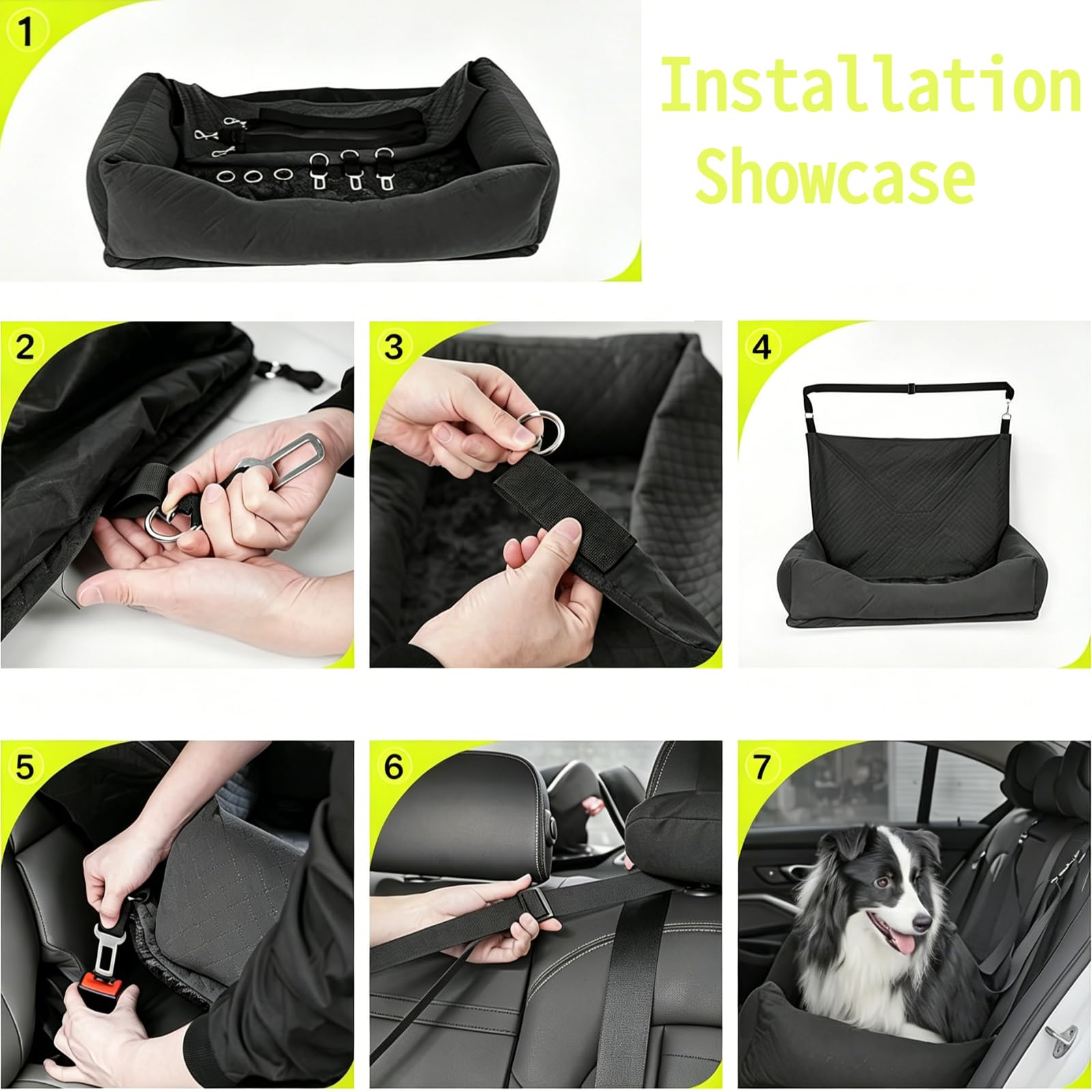 Hunde Autositz für Große Hunde Hundesitz Auto Rückbank 90x56x48cm mit Sicherheitsgurten Waschbarer Unterlage Hundeautositz Hundekorb Auto Hundebett Dog car seat für SUV Limousine Van