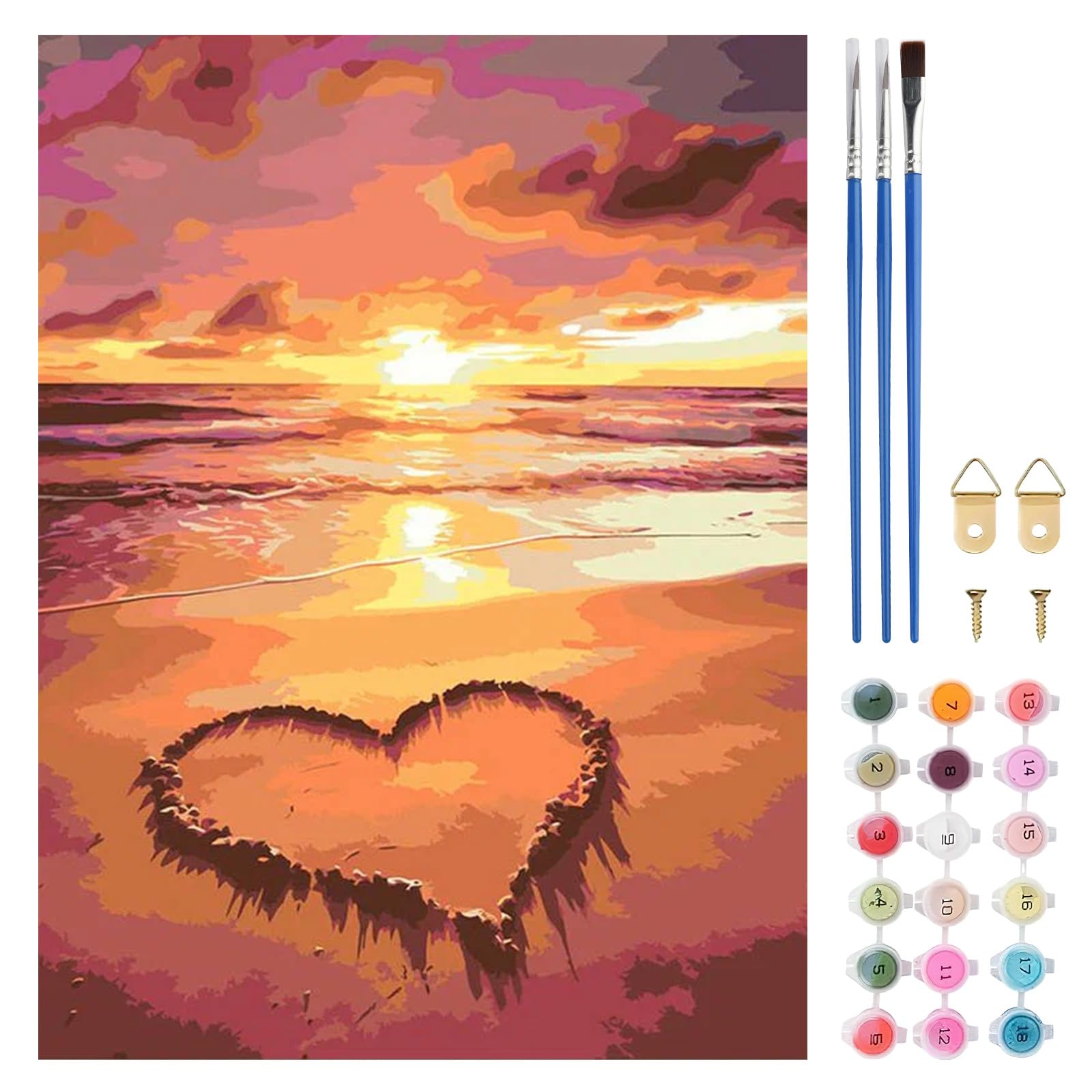 TLIOBLO Beach Paint by Numbers Kit for Adults, DIY Sunset Adult's Painting by Numbers Kits on Canvas for Home Wall Decor Gift 30x40cm (Without Frame) โ image 1