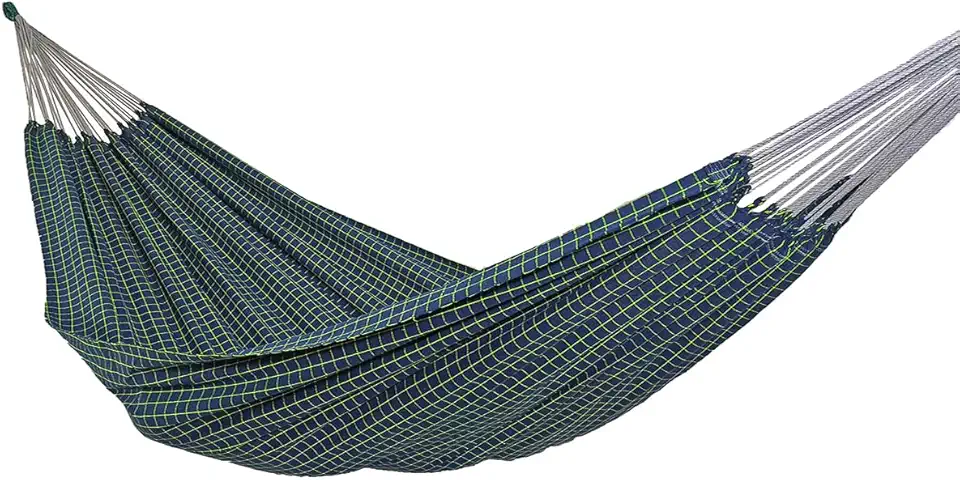 Rede de Dormir e Descanso Casal Pérola 100% Algodão Jaguaruana. (Azul e Verde)