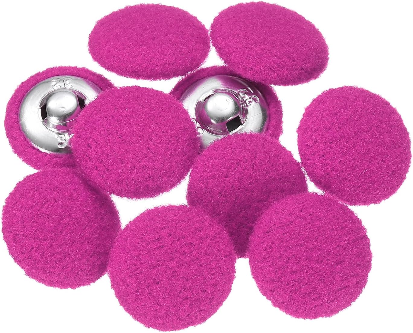 HARFINGTON 10pcs Fabric Cloth Covered Buttons 0.8" Round Plush Sweaters Button with Aluminum Shank Sewing Button for Woolen Coat Jacket Shirt DIY, Rose Red