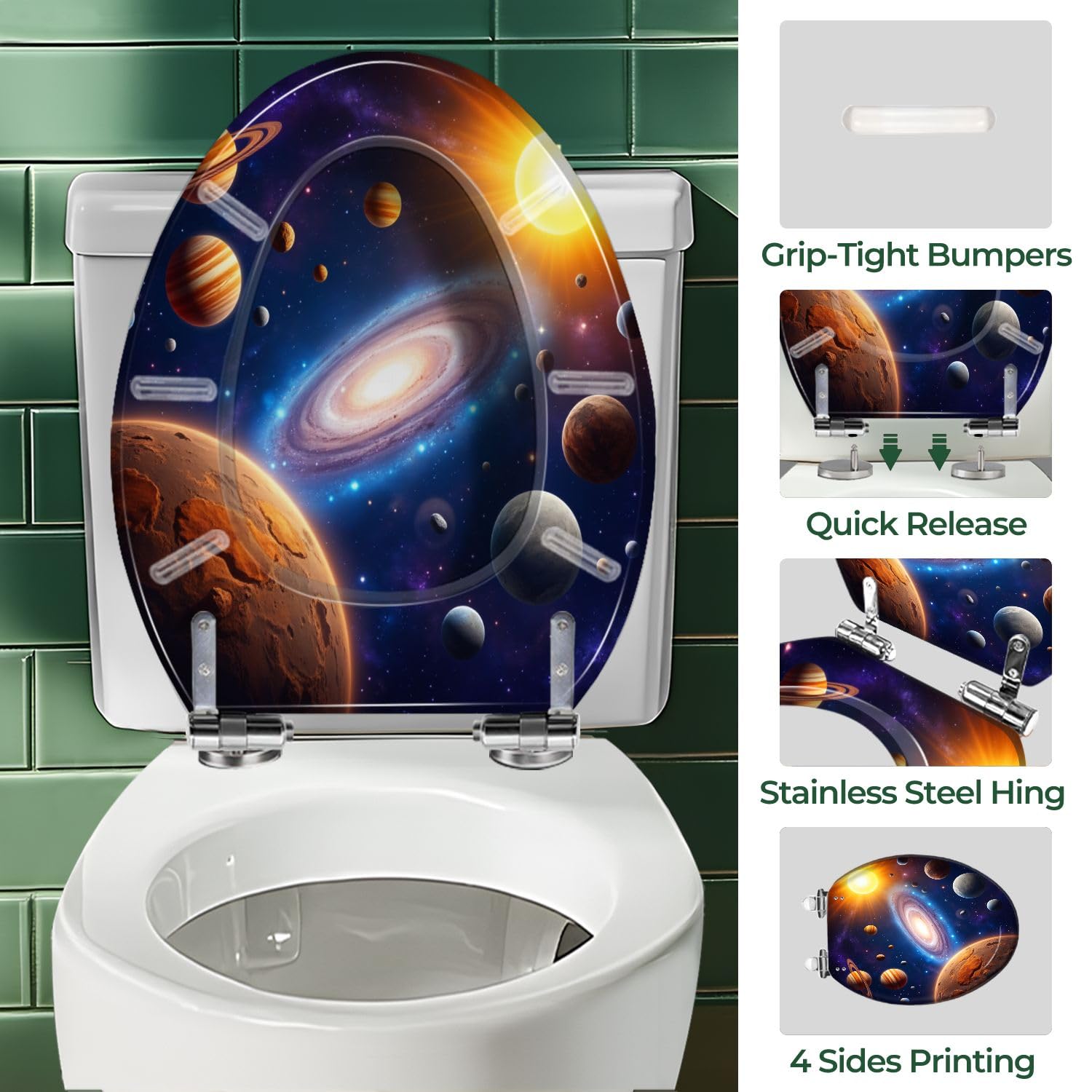 Asiento de inodoro alargado de resina para baño