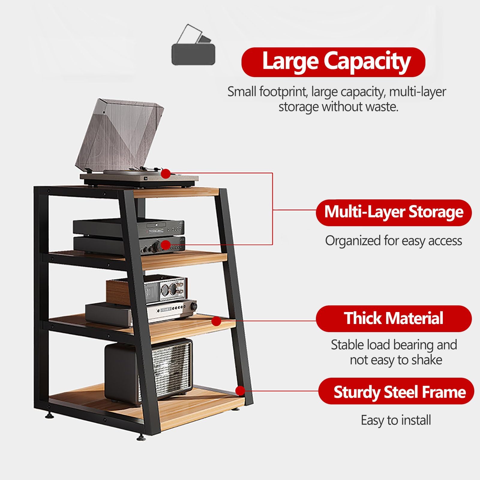 Amazon.co.jp: ステレオスタンドオーディオラック 高さ60cm AVメディア