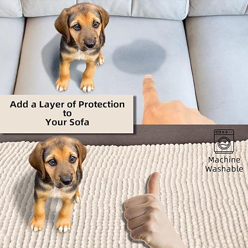 Miniatura 5 de Flamingo P Funda de cama de felpilla para perro, funda gruesa para sofá biplaza para perros, lavable, protector antideslizante para sofá de 2