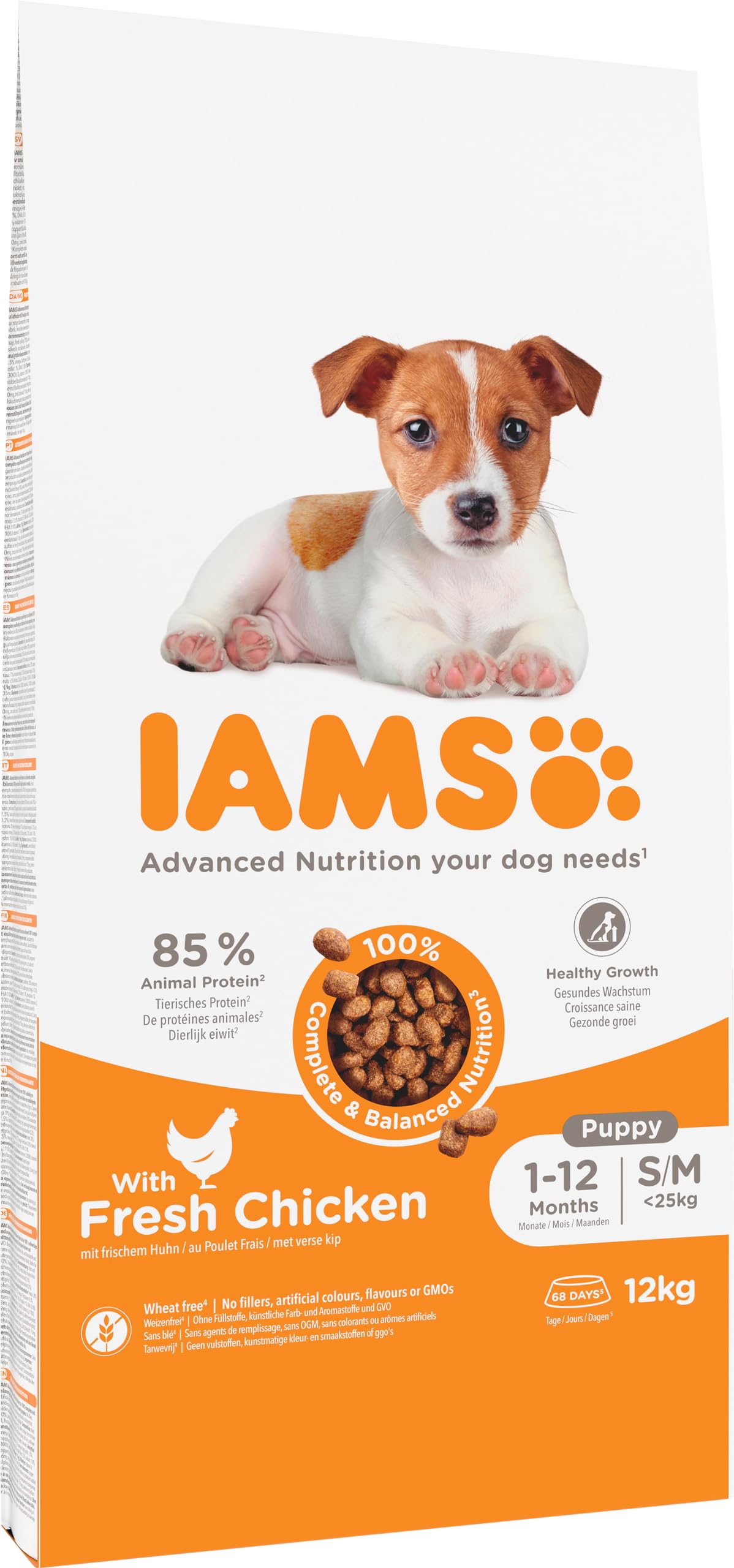 IAMS Welpenfutter trocken mit Huhn für kl. & mittelgroße Rassen, 12kg | Trockenfutter | für Welpen | für Junior Hunde | im Alter von 1-12 Monaten | für kleine & mittelgroße Rassen