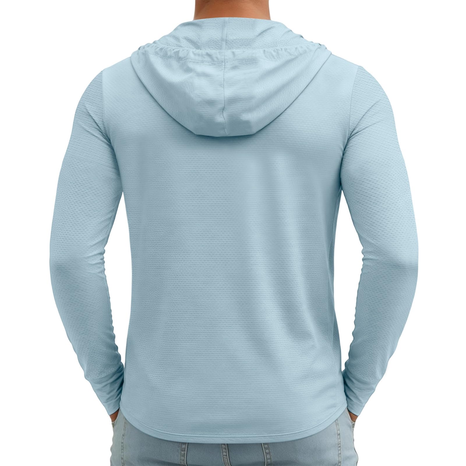 Tshirt Anti UV Homme avec Capuche Manche Longue Pas Cher Sport Respirant Outdoor Été Tee Shirt Anti UV Homme Running Peche Rafraichissant Randonnée Vetement