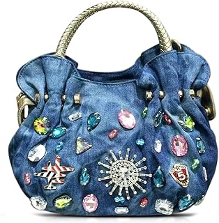 Denim Tote Bag, Soft Shoulder Bag, Handbag for Women Vacation, Travel, Daily Matching(Style 422)