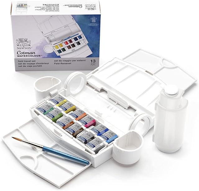 Winsor & Newton 95437 Cotman Set-12, 12 x Half Pan Field Plus Set