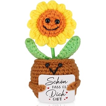 WenmthG Thank You Gift Positive Sunflower German Lucky Charm Thank You Gifts for Friends Colleagues and Family Knitted Sunflower Positive Potato German Replacement