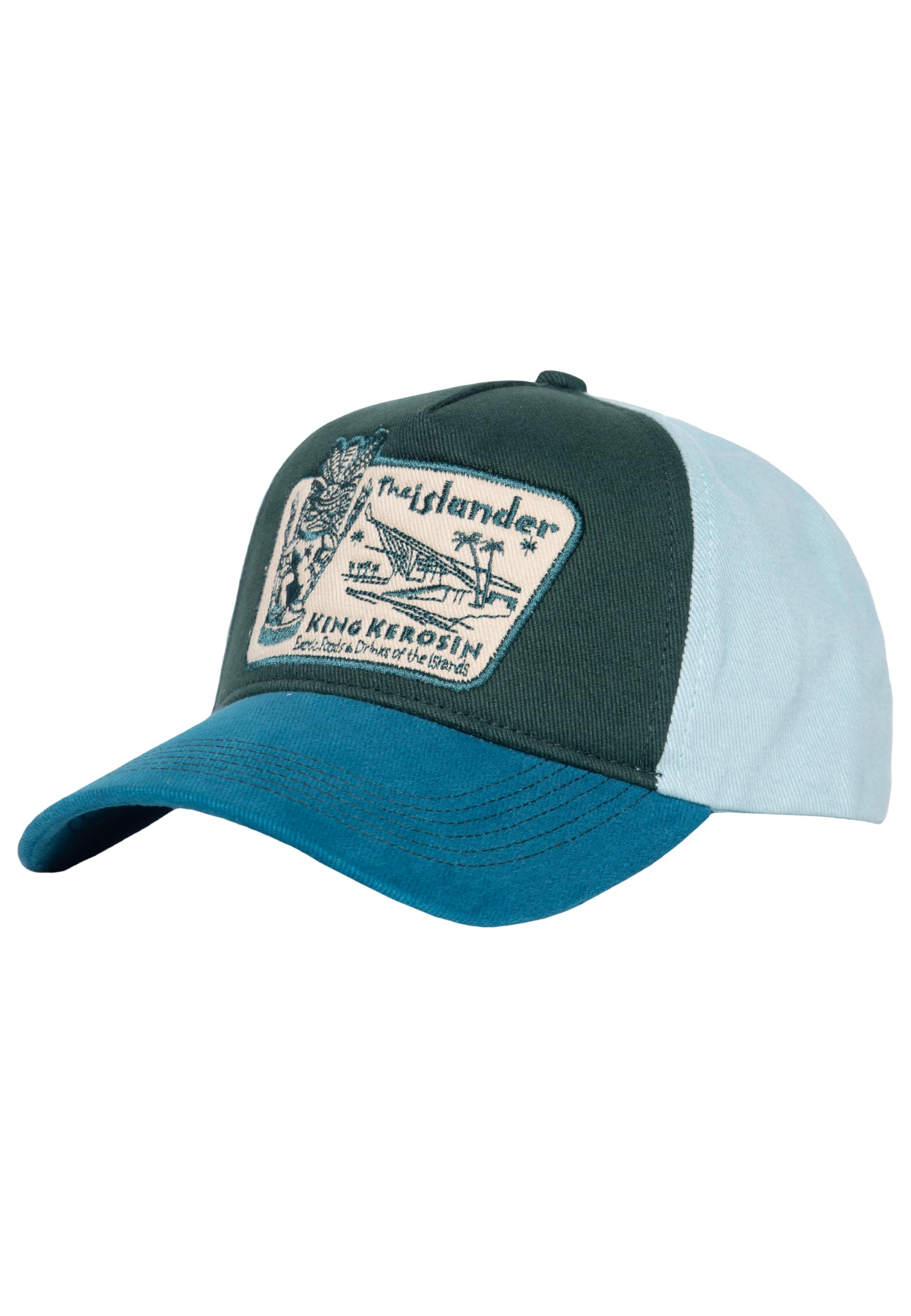 King Kerosin Men's Green Baseball Cap Trucker Base Cap Hawaii Tiki Vintage Retro 50S Rockabilly Cap The Islander Cap, One Size