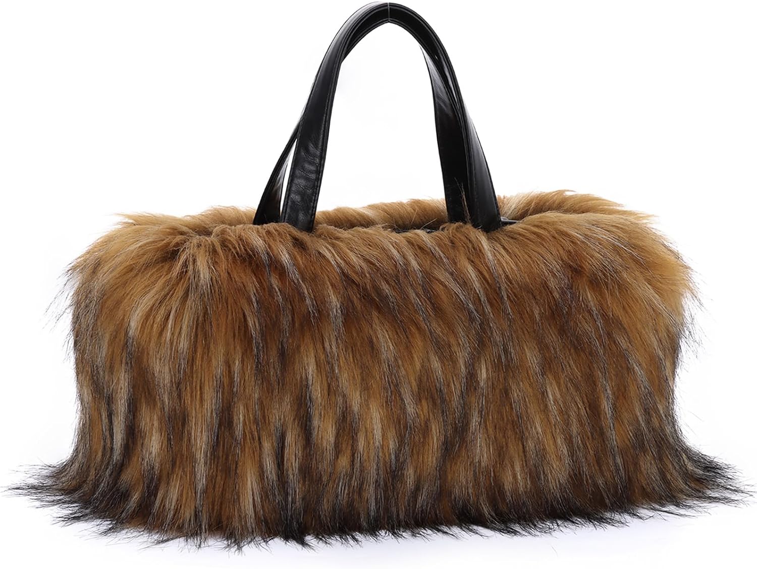 GOKTOW Faux Fur Purse Handbag for Women Y2K Winter Lightweight Tote Bag with Zipper Pocket