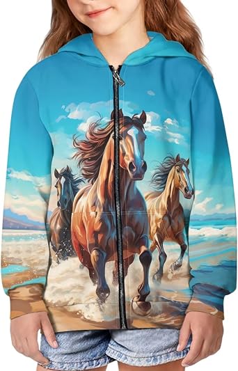 Girls Zip Up Hoodies Size 6-14 Oversize Fall Jacket School Sweatshirts for Kids