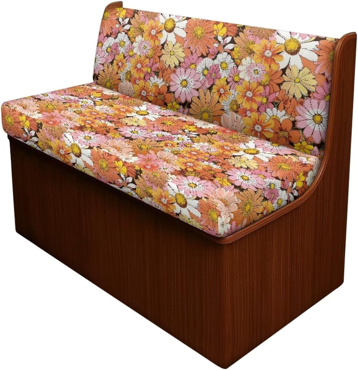 Orange Hippie Flowers 2pcs RV Dinette Cushion Covers Stretch Loveseat Slipcover RV Sofa Cover Furniture Protector Kids Pets Friendly Couch Cover for Cushion