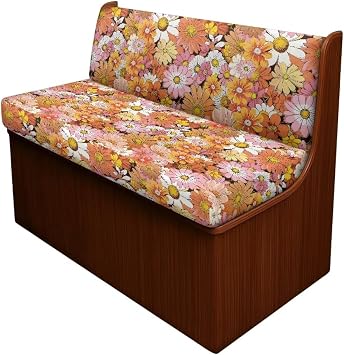 Orange Hippie Flowers 2pcs RV Dinette Cushion Covers Stretch Loveseat Slipcover RV Sofa Cover Furniture Protector Kids Pets Friendly Couch Cover for Cushion