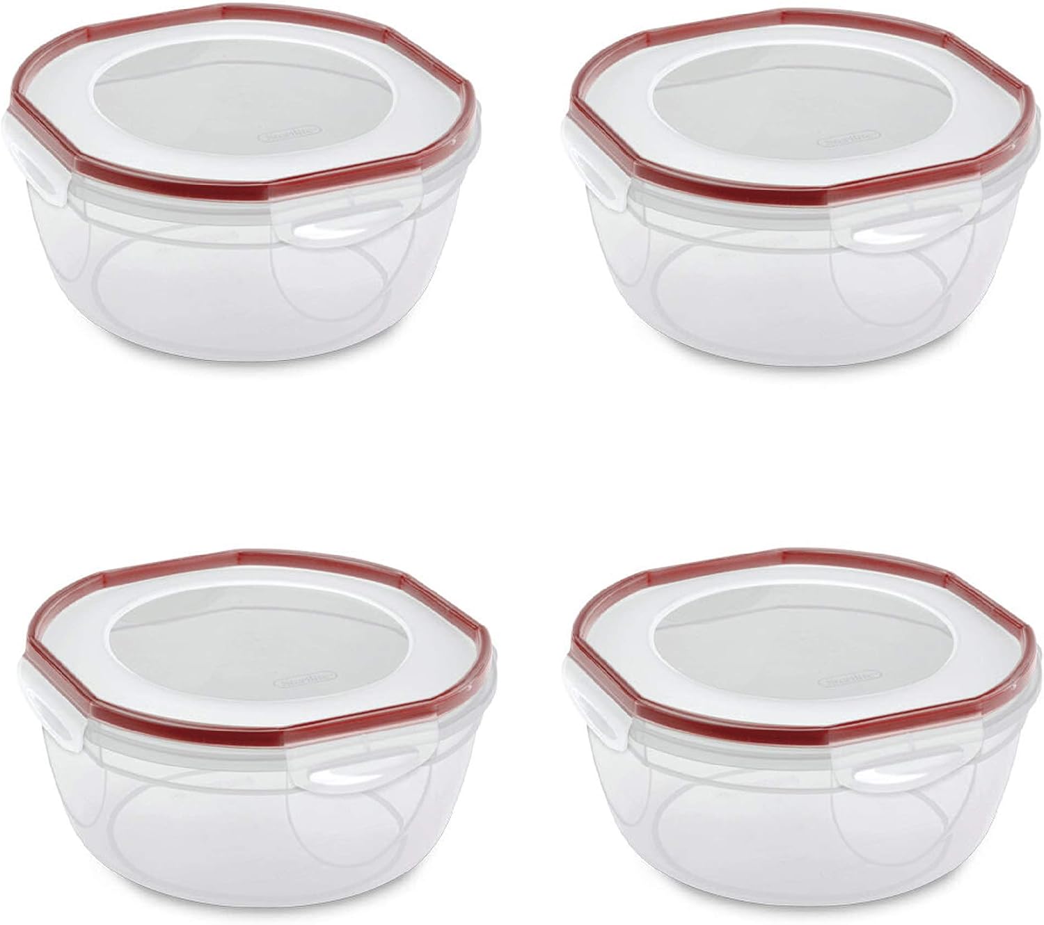 Sterilite Ultra Seal 4.7 Qt Plastic Food Storage Bowl Container w/Lid (4 Pack)