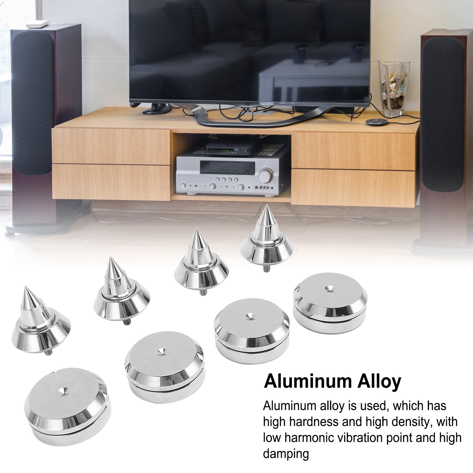 KUIDAMOS Almohadilla para Pies de Aislamiento de Altavoz, Aleación de Aluminio Gruesa, Alta Densidad, para Tocadiscos y Amplificadores, Paquete de 4