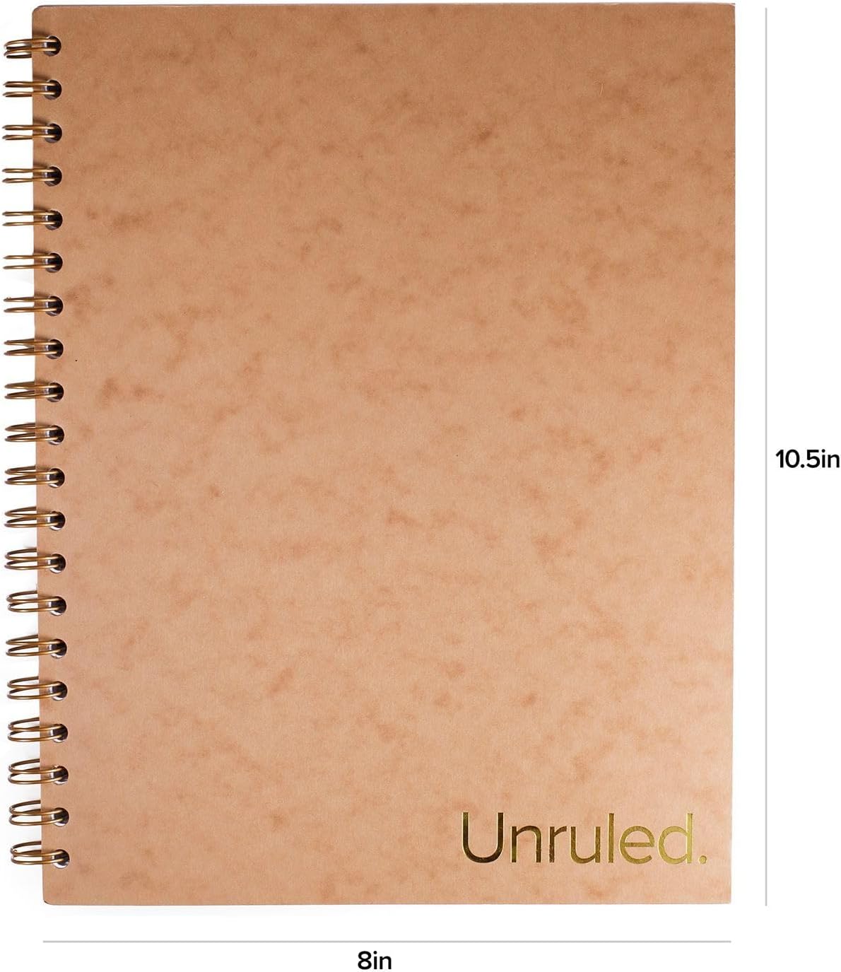 Unruled Classic Blank Spiral Notebook, 60lb Premium Plain Paper, 70 Sheets, Recycled and Sustainable, 10.5" x 8", 3 Pack, Assorted Foil/Wire