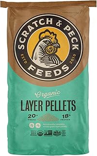 Scratch and Peck Feeds Whole Grain Layer Pellets Chicken and Duck Feed - 25 lbs Bag - Corn-Free and Soy-Free - 18% Protein, Certified Organic and Non-GMO Project Verified Chicken Food
