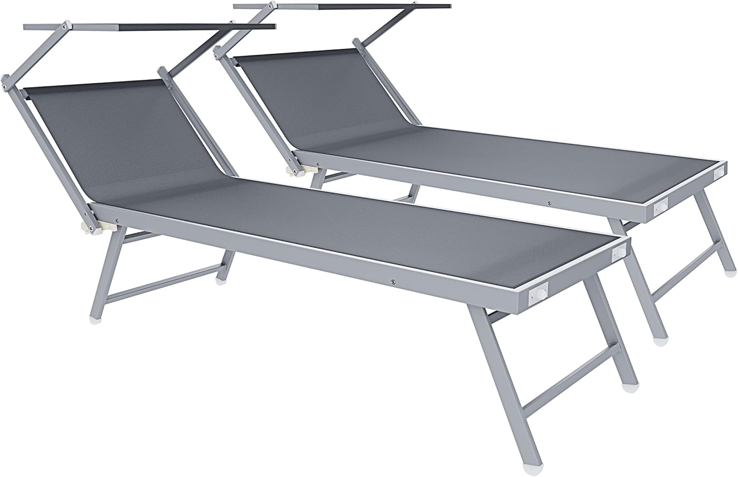 Set Di 2 Lettini Prendisole Pieghevoli Con Tettuccio - Hawaii Bianco Per Spiaggia E Giardino - Foto 12