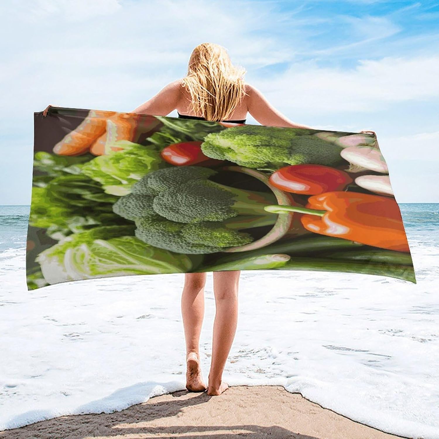 Nutritious Vegetables Towel Vacation Accessories Essentials Soft Lighterweight，Bath Towel for Adults Women Men，Bath Towels Gift for All Occasions, Machine Washable.