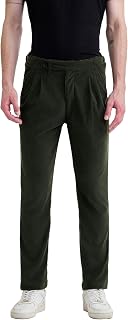 SNITCH Men Trousers Casual Wear | Regular Fit Pleated Front Vintage Corduroy Ribbed Style | Durable 100% Polyester Fabric... Price In India