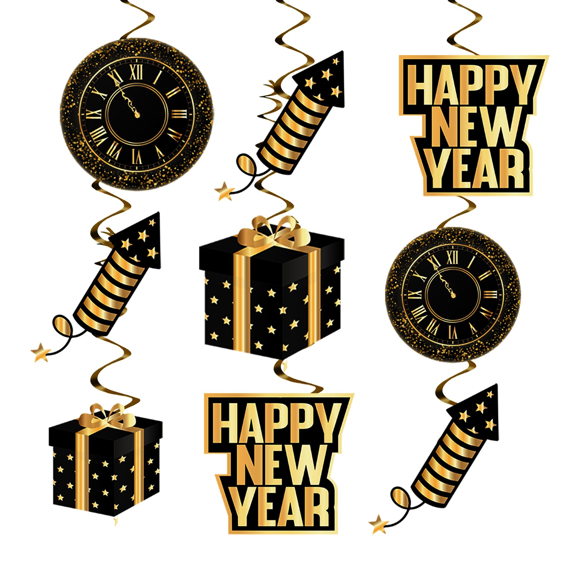 Amazon.com: KatchOn Happy New Year Hanging Swirls 2026, Pack of 10