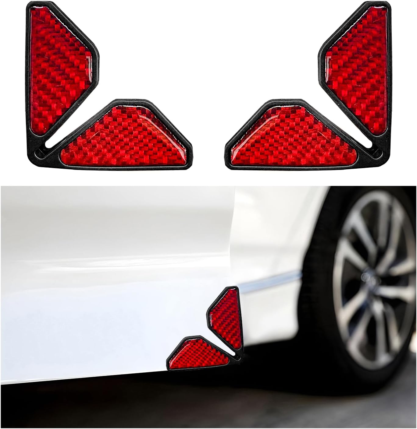 DXNQ 2 PCS Car Door Corner Protector Edge Guards, Real Carbon Fiber Anti-Collision Car Door Edge Protector, Self-Adhesive Decorative Auto Corner Protect, Vehicle Exterior Accessories (Black)