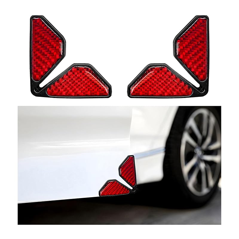 Protetor de canto de porta automotiva em fibra de carbono e ABS vermelho DXNQ, autoadesivo, para portas dianteiras e traseiras, código DXNQ-4085CD, kit com 2 peças