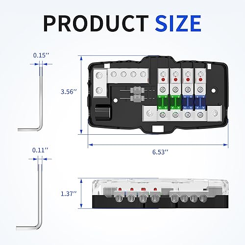 Miniatura 14 de Bloque de distribución de energía de 12 V, divisor de amplificador de audio para automóvil, calibre 0/2/4, calibre 4/6/8, bloque de distribución