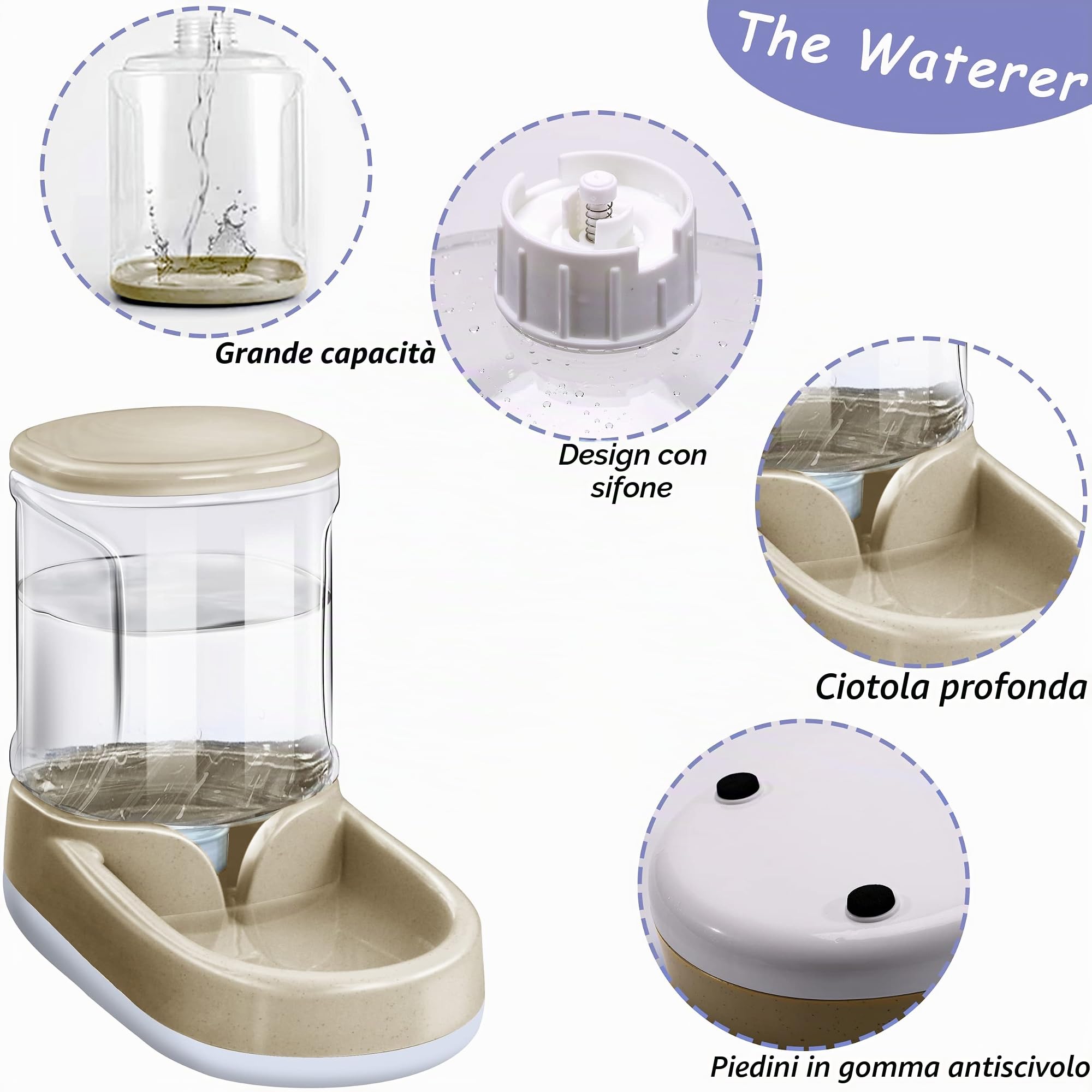 Lucky-M Set automatico di alimentazione e abbeveratoio per animali domestici, alimentatore e erogatore di acqua per cani e gatti, 3,8 l