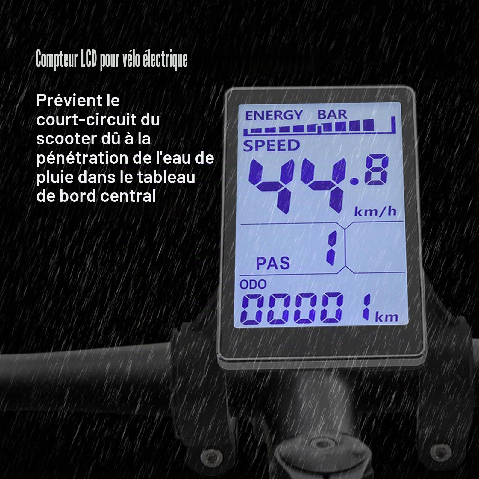 Écran LCD pour vélo électrique, Compteur LCD pour vélo électrique 24V 36V 48V 60V 5 Broches avec Prise étanche, écran de Panneau de Scooter électrique Accessoires pour vélos électriques 31,8 22,2 mm