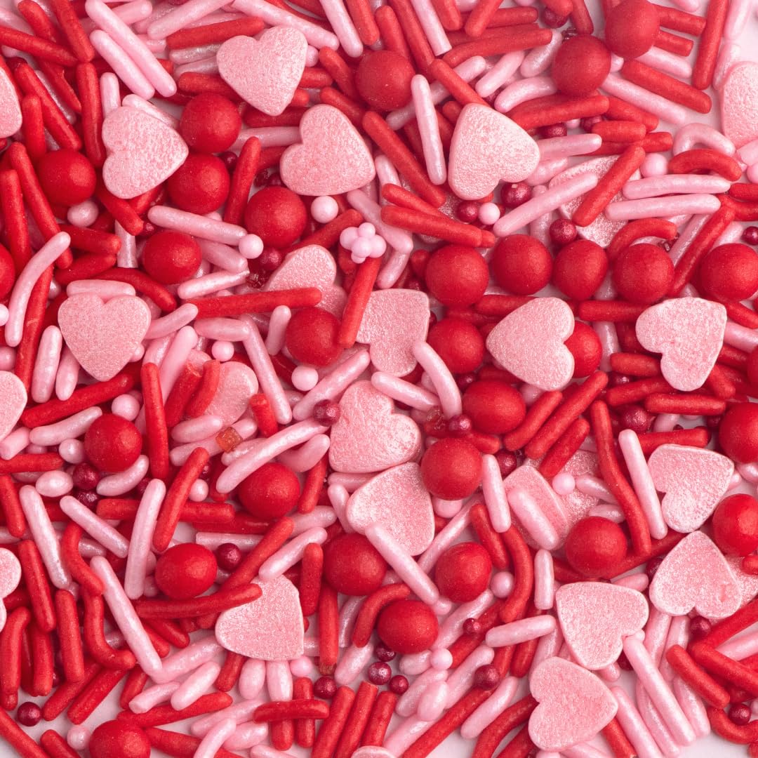 Sweets Indeed Valentines Day Heart Sprinkle Mix | Red & Pink Jimmies, Sugar Pearls, Confetti Quins, Nonpareils & Heart Shapes | Baking & Decorating 4 ounces - Image 6