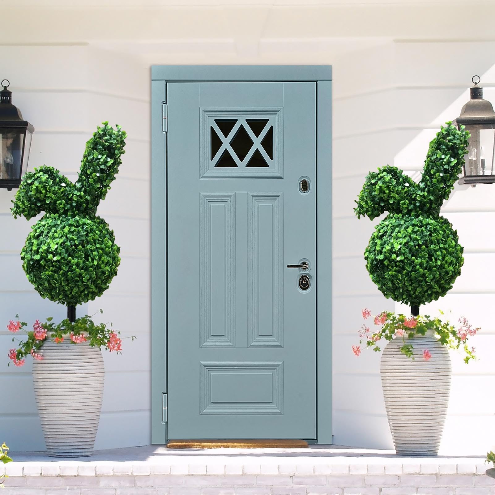 Bunny Topiary - Fausse Verte - Piquet de Sol Inclus - Hauteur : 70 cm - 35 x 23 x 20 cm - Décoration d'intérieur - Lapin Artificiel
