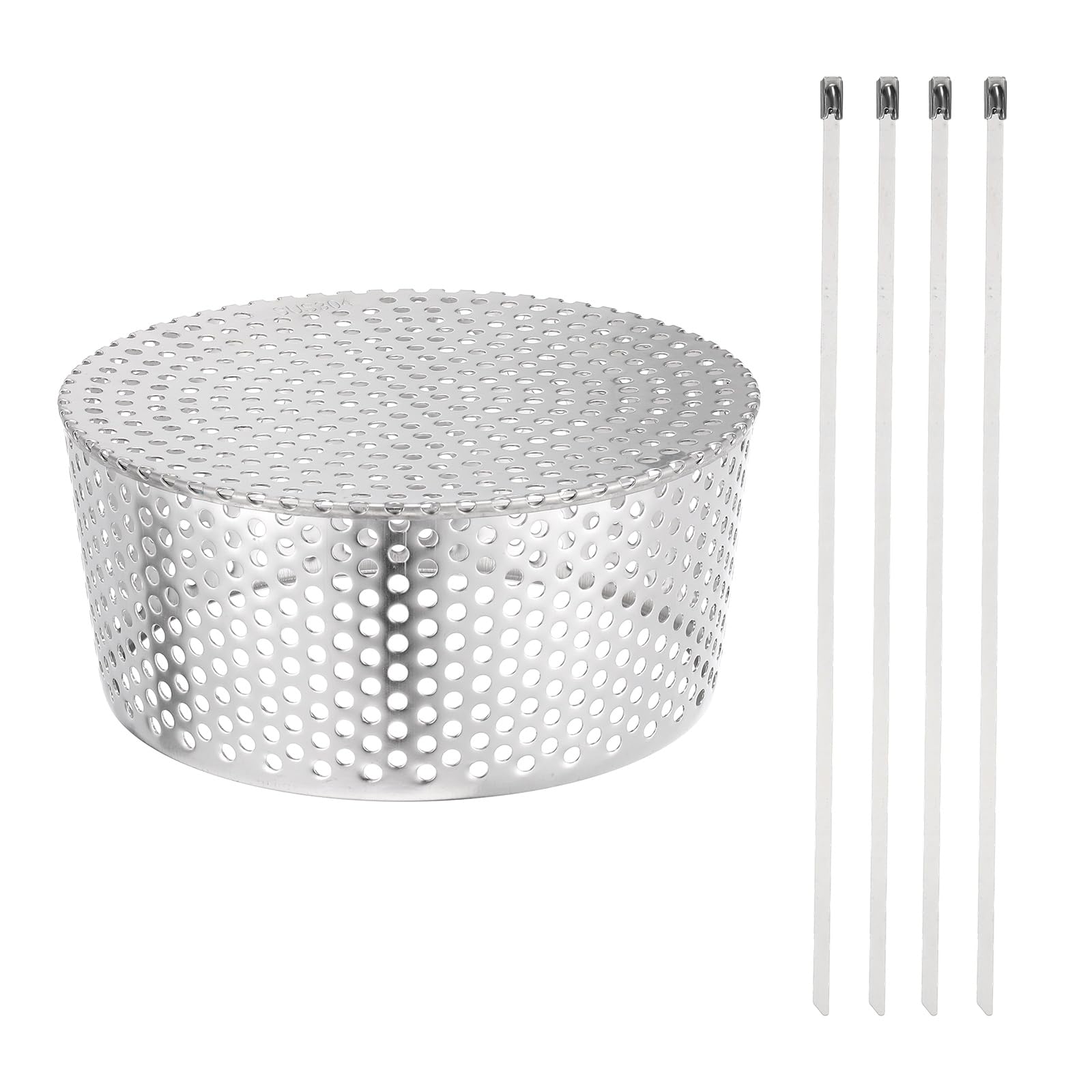 uxcell Gutter Downspout Guard Filter, 7.9 Inch Wide 304 Stainless Steel Gutter Downspout Mesh Screen with Cable Ties for Conical Exhaust Pipe Roof Vent Cover Strainer