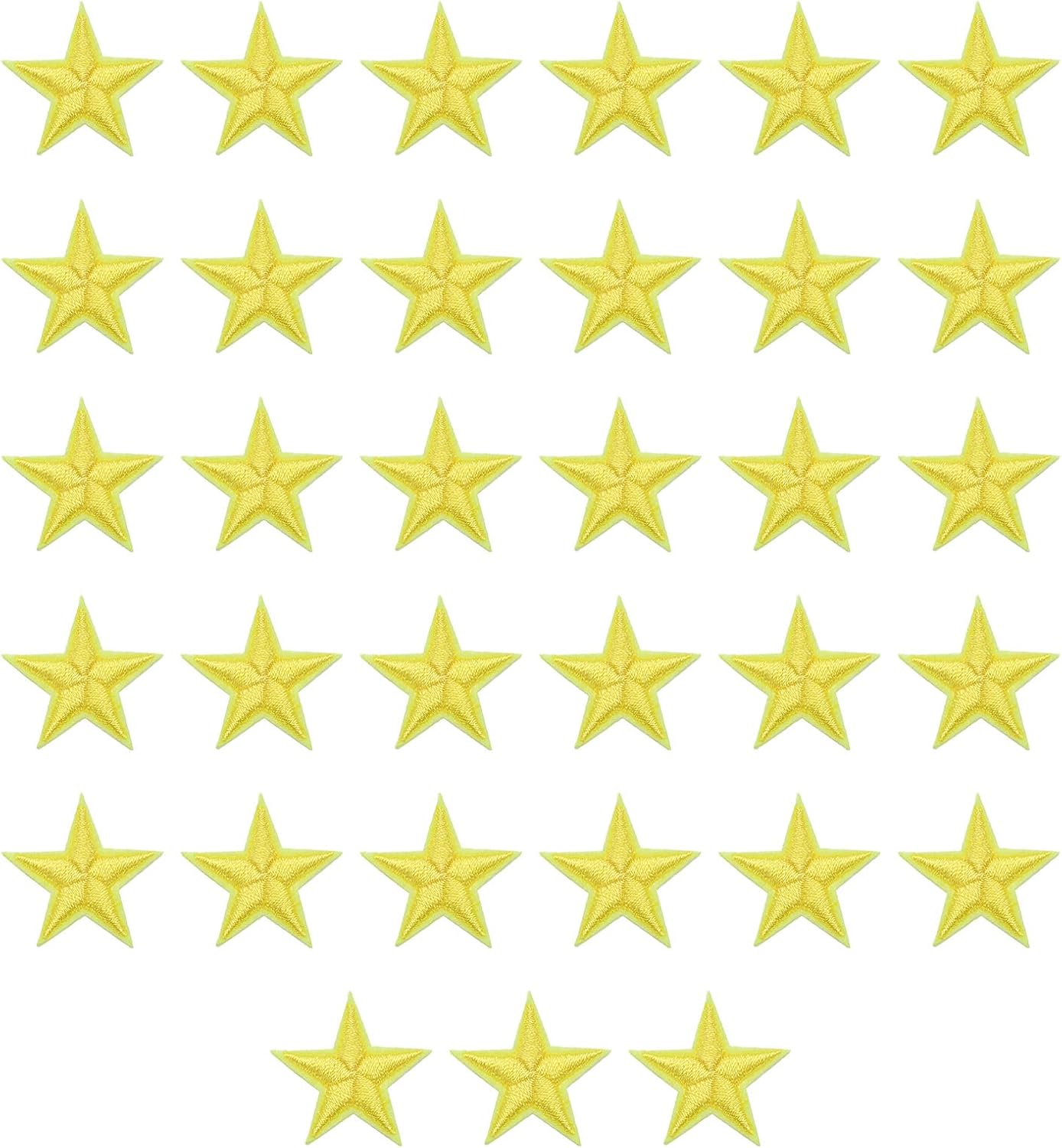 MECCANIXITY 33 Pcs 5Star Patches Iron on Patches, Yellow Sew Embroidered Patches Appliques Embellishments 1.1IN Repair Patch for DIY Garment Craft Backpack Clothes Gift Decorations