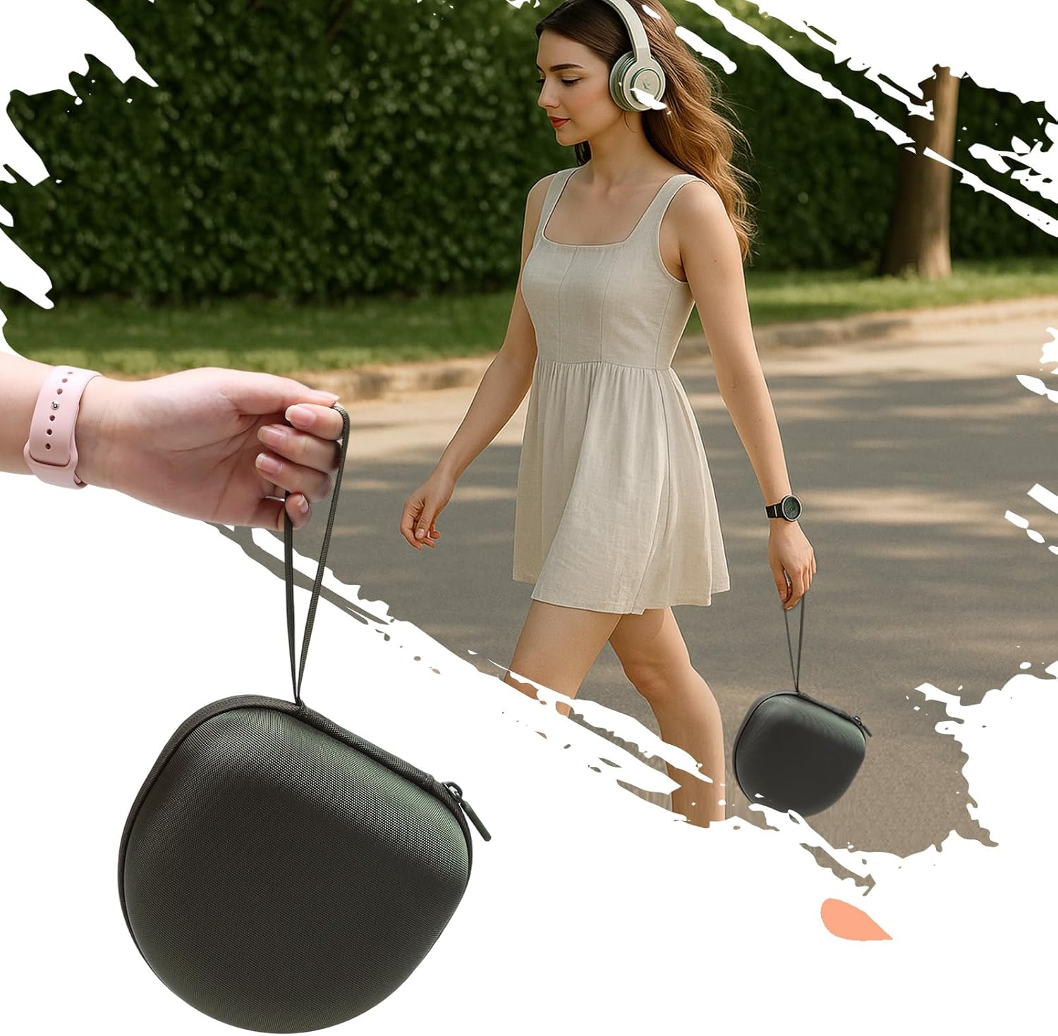 Headphone Headset Case for JLab JBuds Lux ANC/Beats/JBL/TOZO/BERIBES/Picun/KVIDIO Noise Cancelling Over-Ear Foldable Headphone (Dark Green) - Image 6