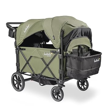 Larktale Caravan Quad 4 Seater Wagon Stroller, 4 Kids, Chelsea Green