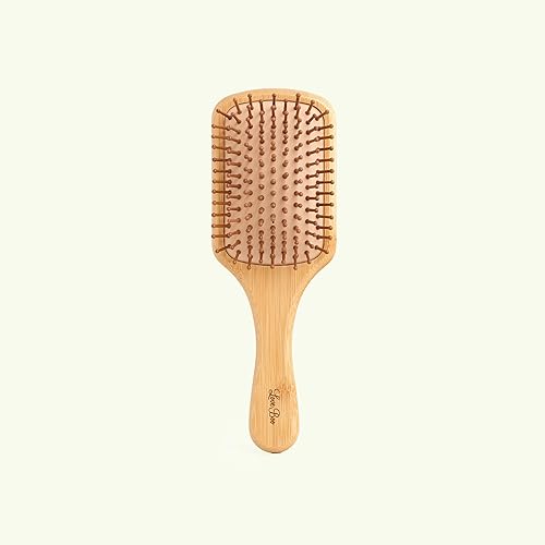 Love Boo Wooden Hair Brush, Natural Bamboo Paddle Brush with